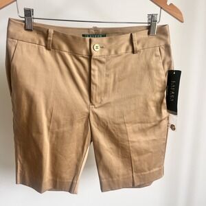 Lauren Ralph Lauren‎ Womens Tan Stretch Chino Shorts Size 4 NWT Vintage Y2K